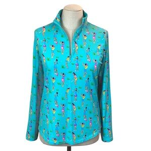 IBKUL Vented 1/4 Zip Golf Shirt Womens Small Turquoise